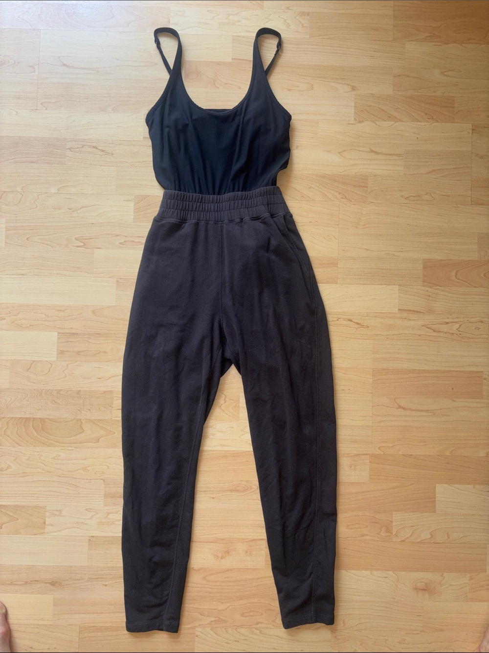 Spiritual Gangster Black Top Grey Jogger Jumpsuit Medium